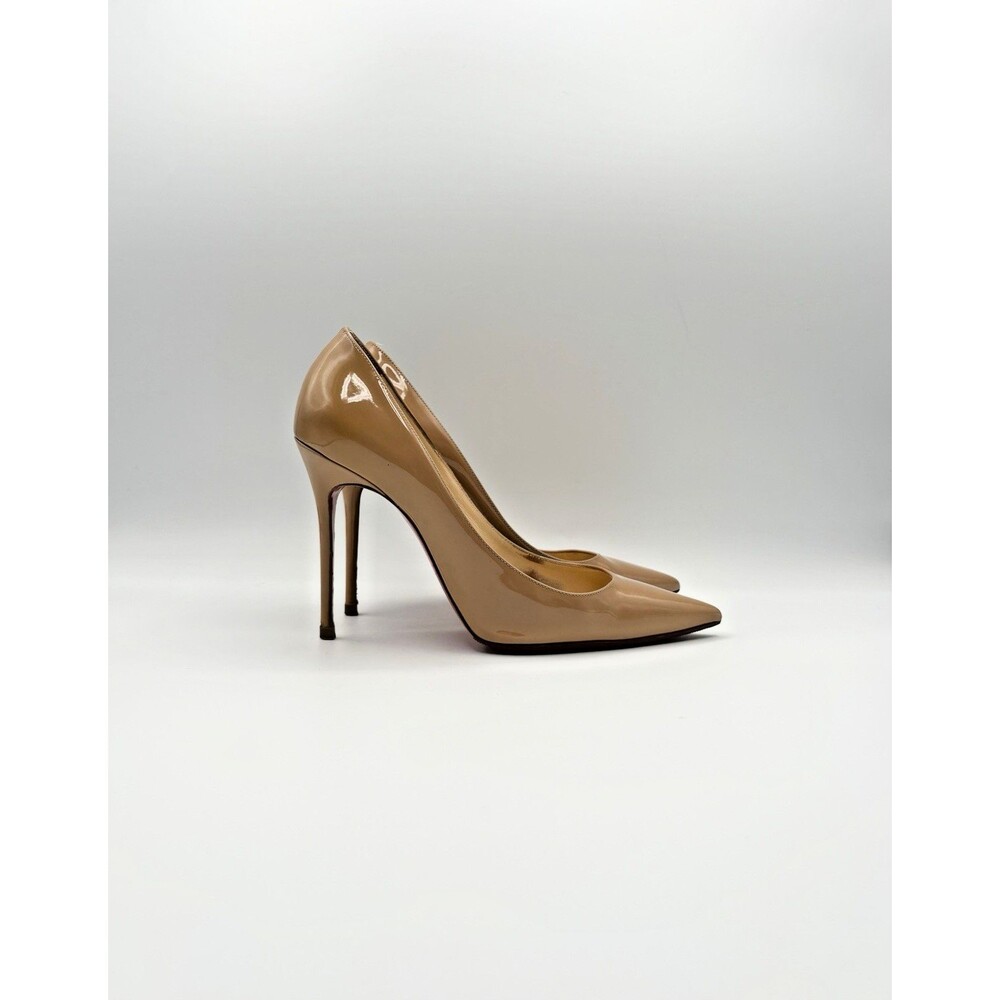 Christian Louboutin Decollete 100 Nude Patent Pointed Toe Heels Size EU 37